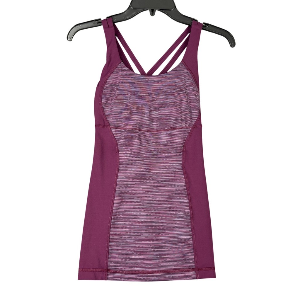 Lululemon Athletica Crisscross Back Tank Top Purple‎ Athletic Workout Size 0